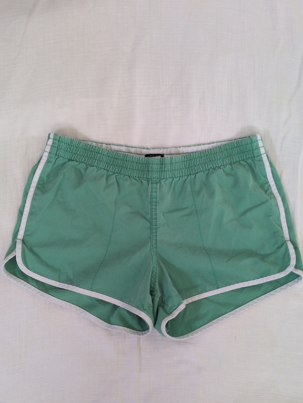 J. Crew Cotton Shorts Women's Size Small Green & White Elastic Waist 2.5" Inseam